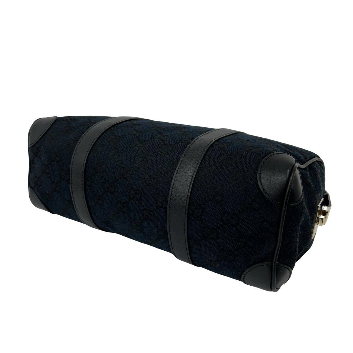 Gucci GG Pattern Logo Canvas Leather Tote Shoulder Bag Mini Black — view 8