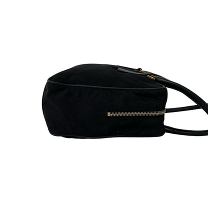 Prada Triangle Logo Tessuto Pocono Nylon Saffiano Leather Tote Shoulder Bag — view 6