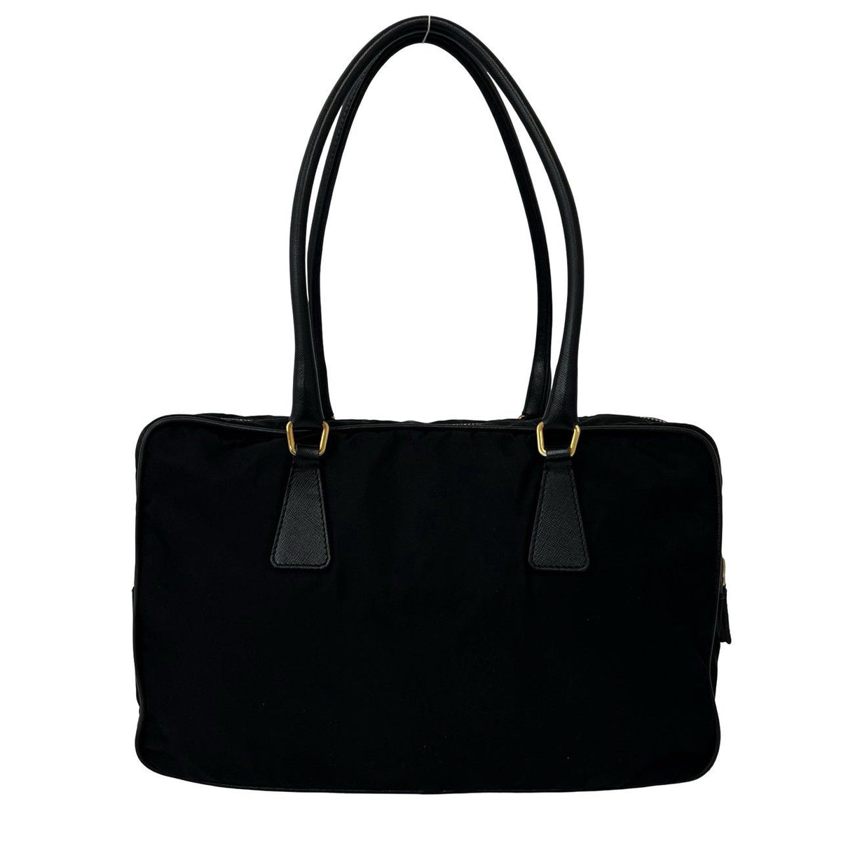 Prada Triangle Logo Tessuto Pocono Nylon Saffiano Leather Tote Shoulder Bag — view 3