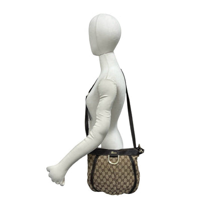 Gucci GG Pattern Logo Canvas Leather Shoulder Bag Cross Brown — view 2