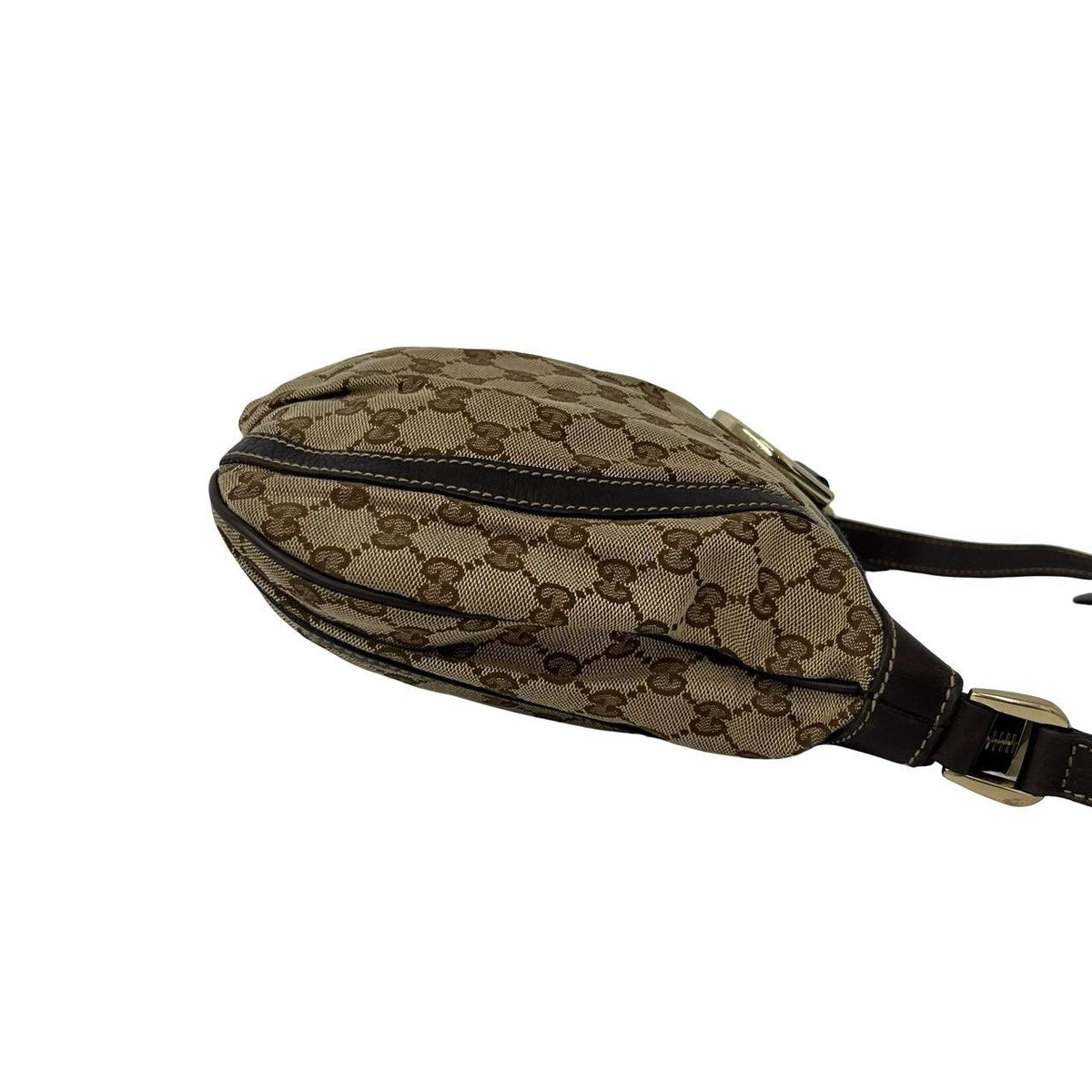 Gucci GG Pattern Logo Canvas Leather Shoulder Bag Cross Brown — view 6