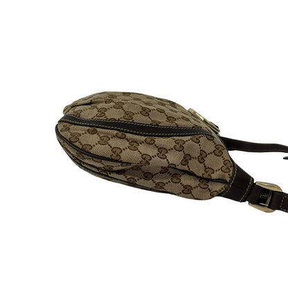 Gucci GG Pattern Logo Canvas Leather Shoulder Bag Cross Brown — view 6