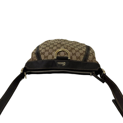 Gucci GG Pattern Logo Canvas Leather Shoulder Bag Cross Brown — view 4