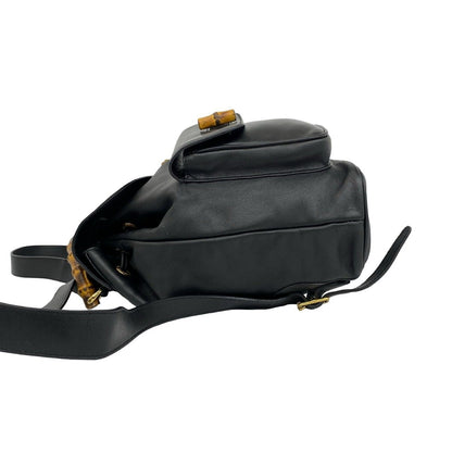 Gucci Vintage Bamboo Leather Backpack Black — view 5