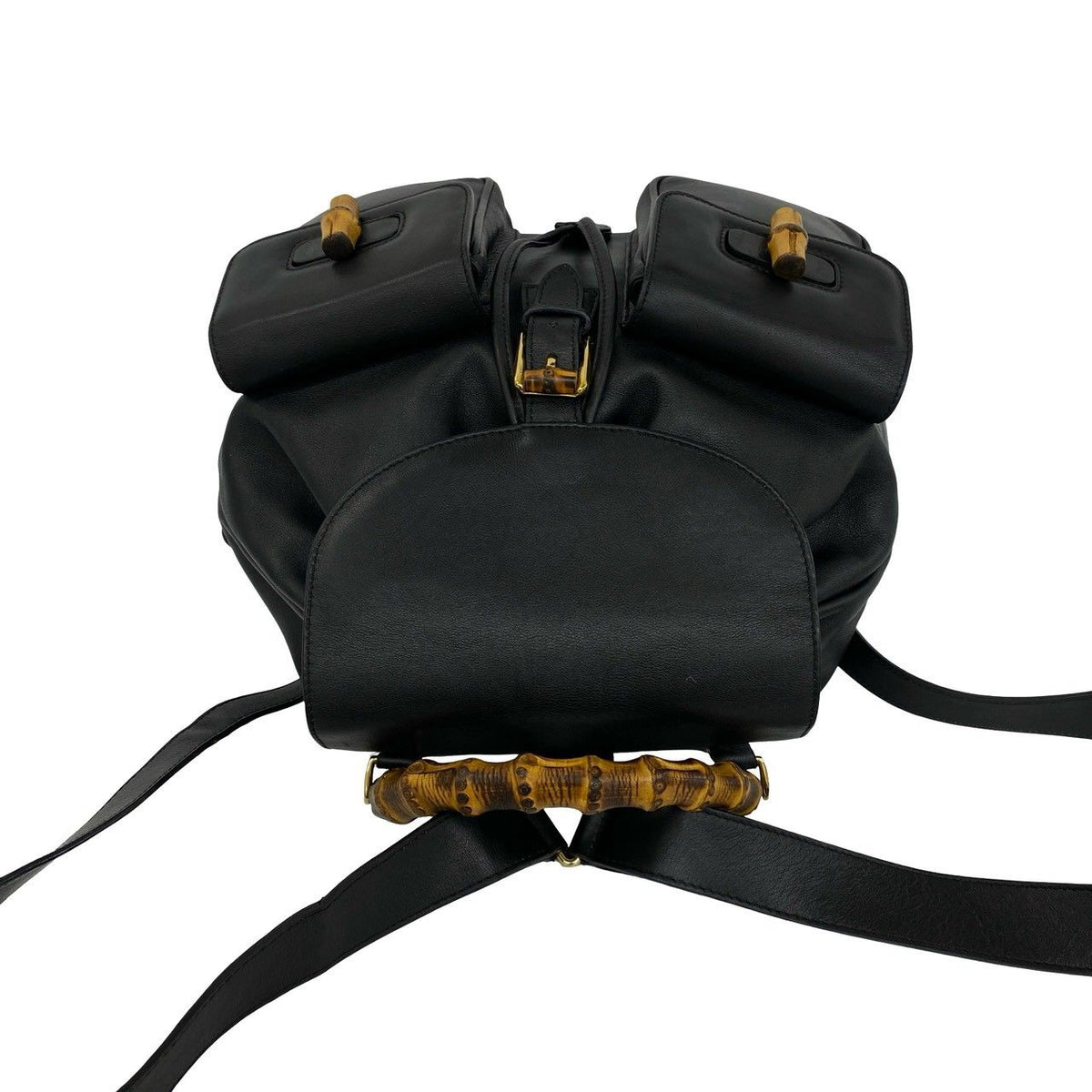 Gucci Vintage Bamboo Leather Backpack Black — view 4