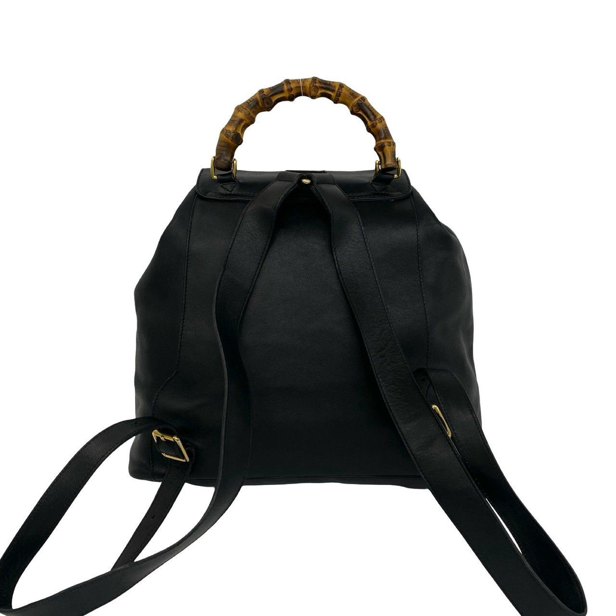 Gucci Vintage Bamboo Leather Backpack Black — view 3