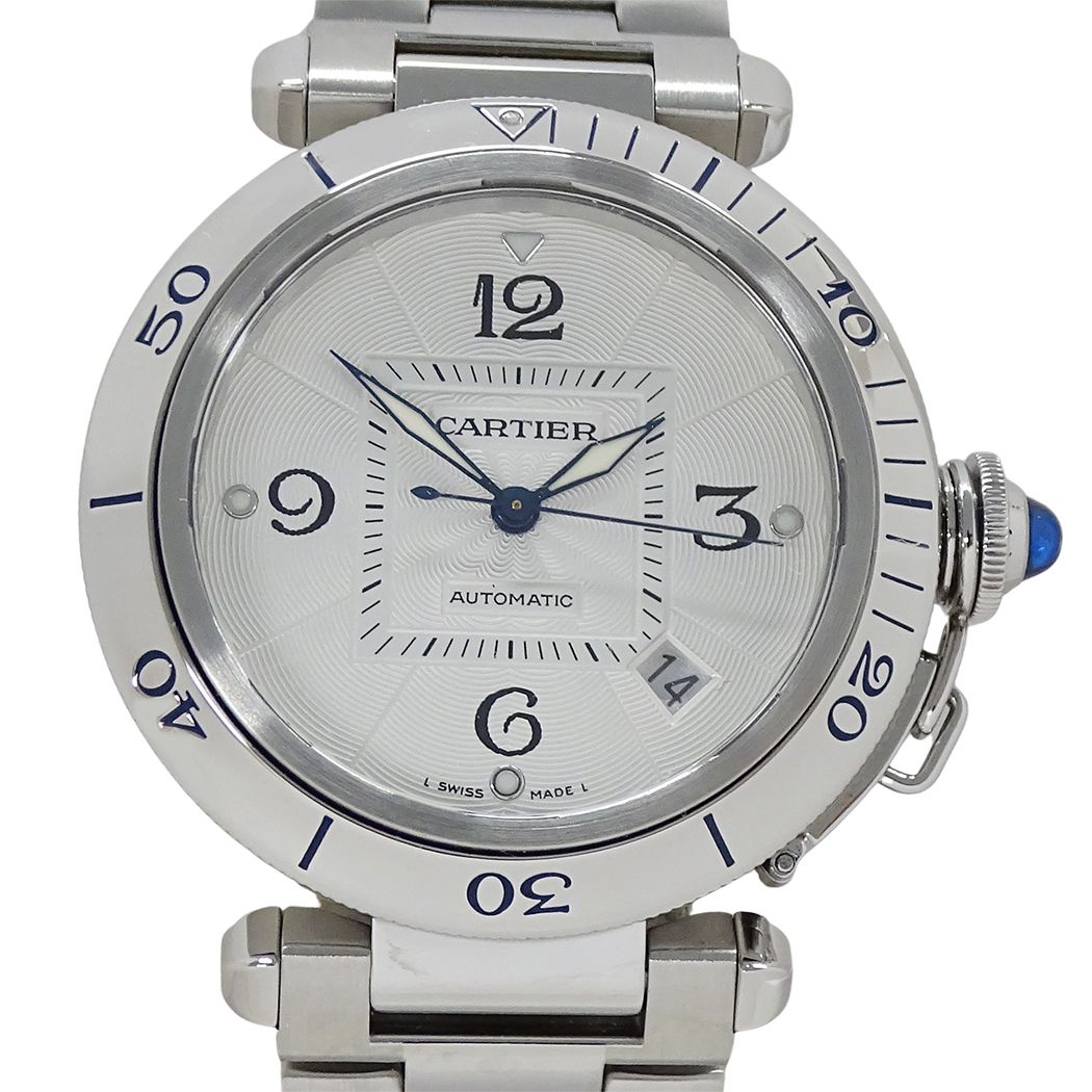 Cartier Watch Pasha Grid Date Automatic Stainless Steel Silver Back Sketch — view 2