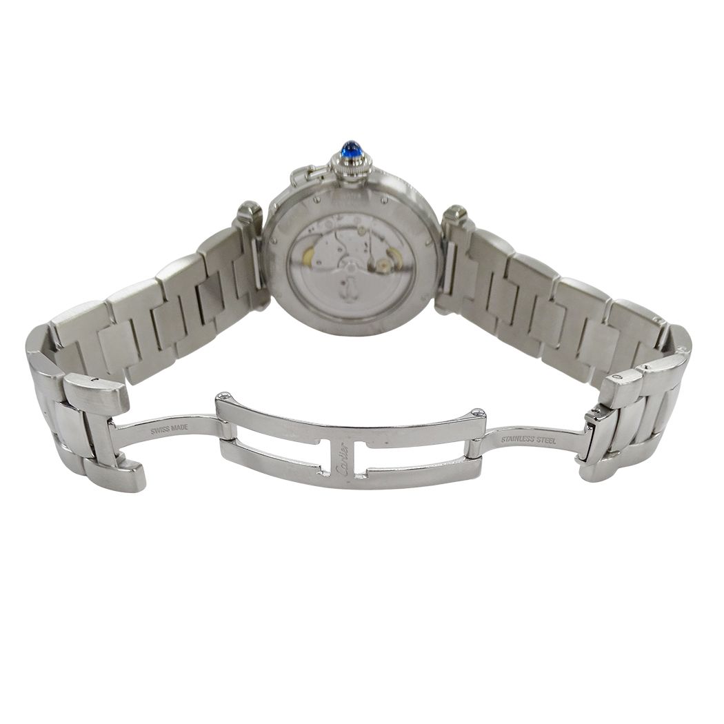 Cartier Watch Pasha Grid Date Automatic Stainless Steel Silver Back Sketch — view 4