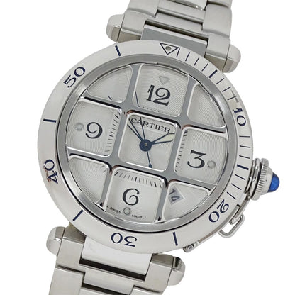 Cartier Watch Pasha Grid Date Automatic Stainless Steel Silver Back Sketch