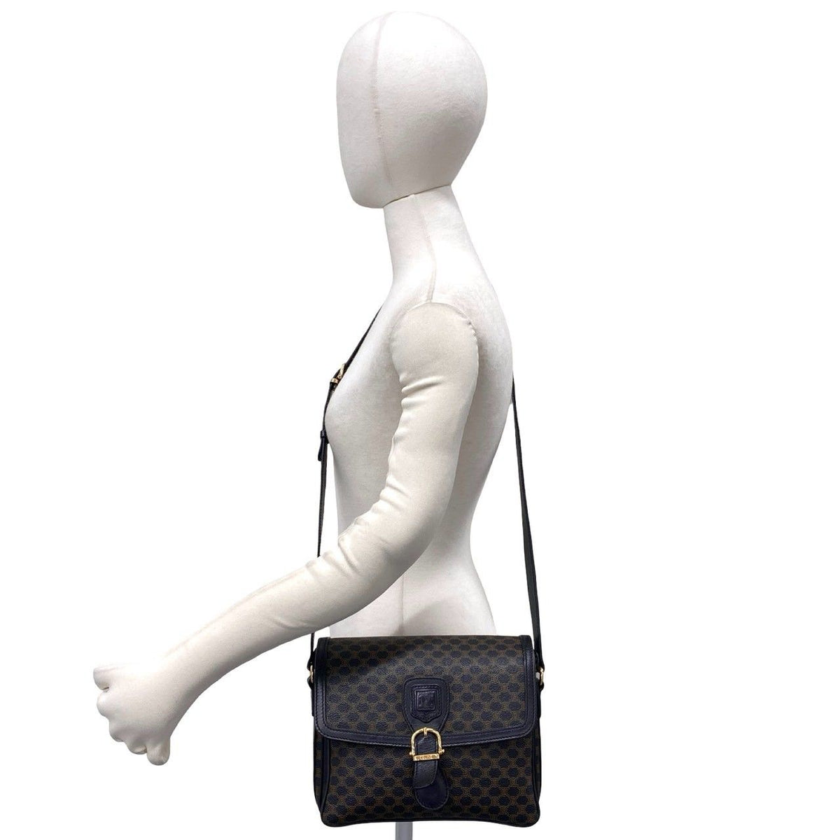 Celine Vintage Macadam Blason Pattern Triomphe Leather Shoulder Bag Pochette — view 2
