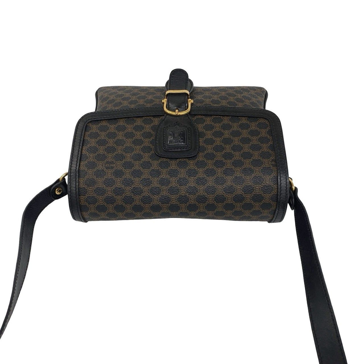 Celine Vintage Macadam Blason Pattern Triomphe Leather Shoulder Bag Pochette — view 4