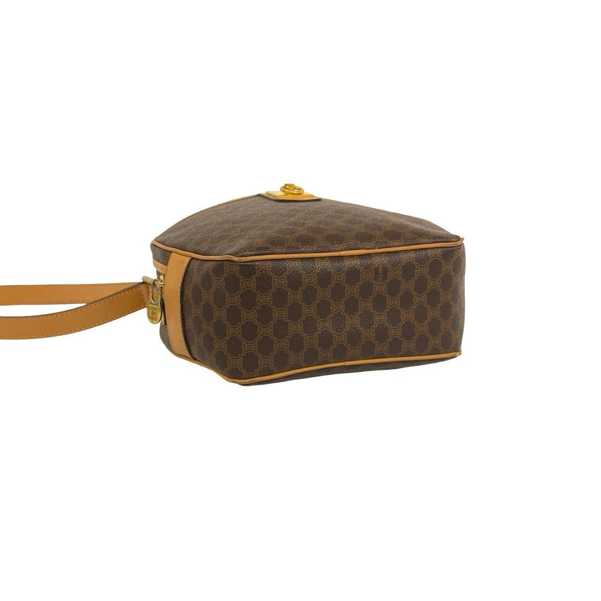 Celine Vintage Macadam Blason Pattern Triomphe Logo Ring Leather Shoulder Bag — view 7