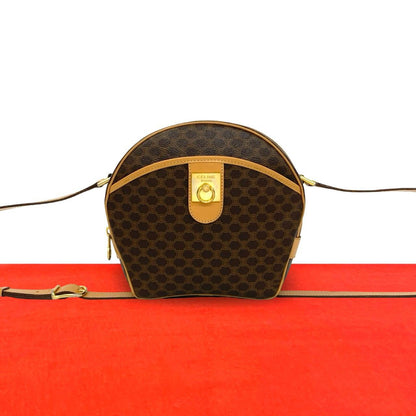 Celine Vintage Macadam Blason Pattern Triomphe Logo Ring Leather Shoulder Bag