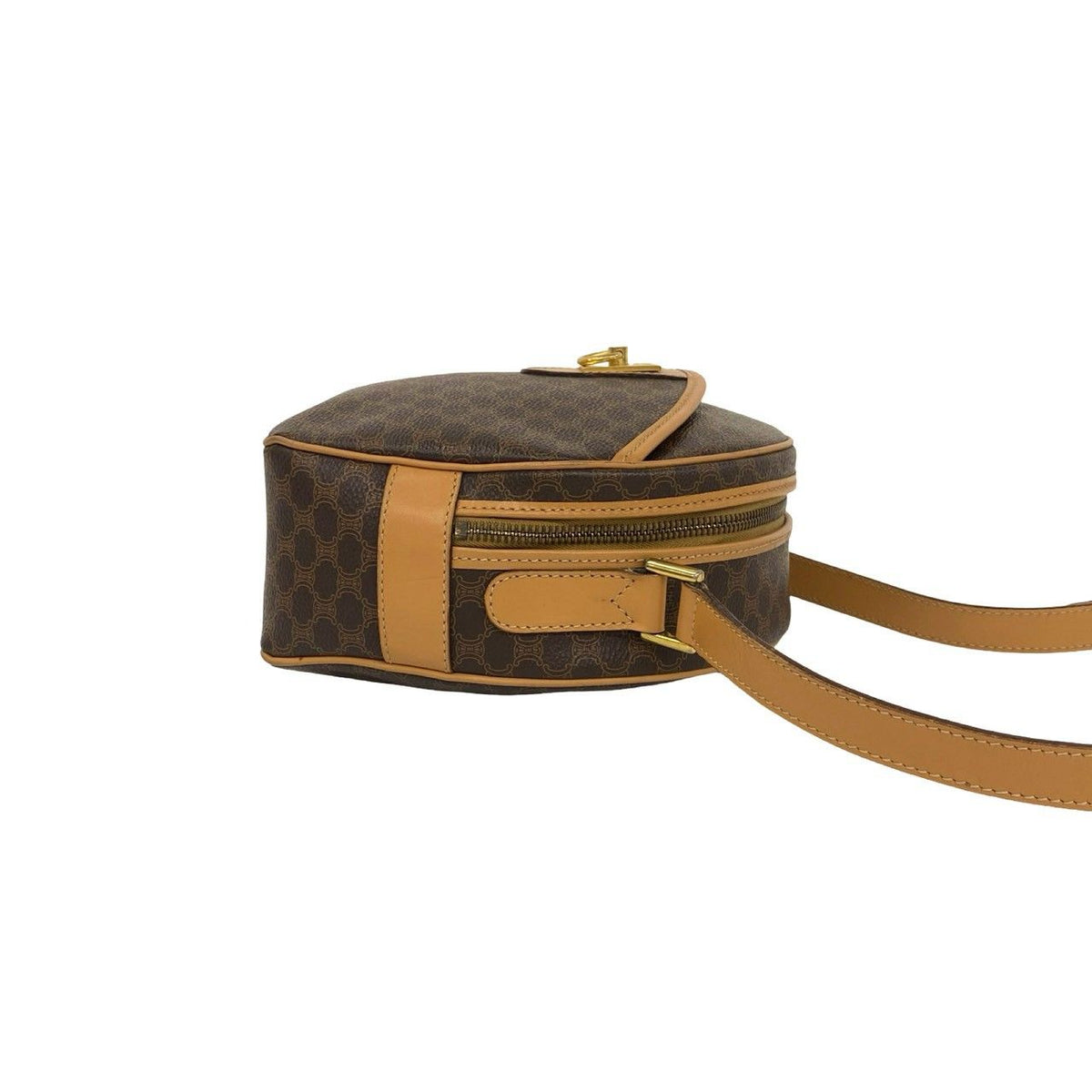 Celine Vintage Macadam Blason Pattern Triomphe Logo Ring Leather Shoulder Bag — view 6