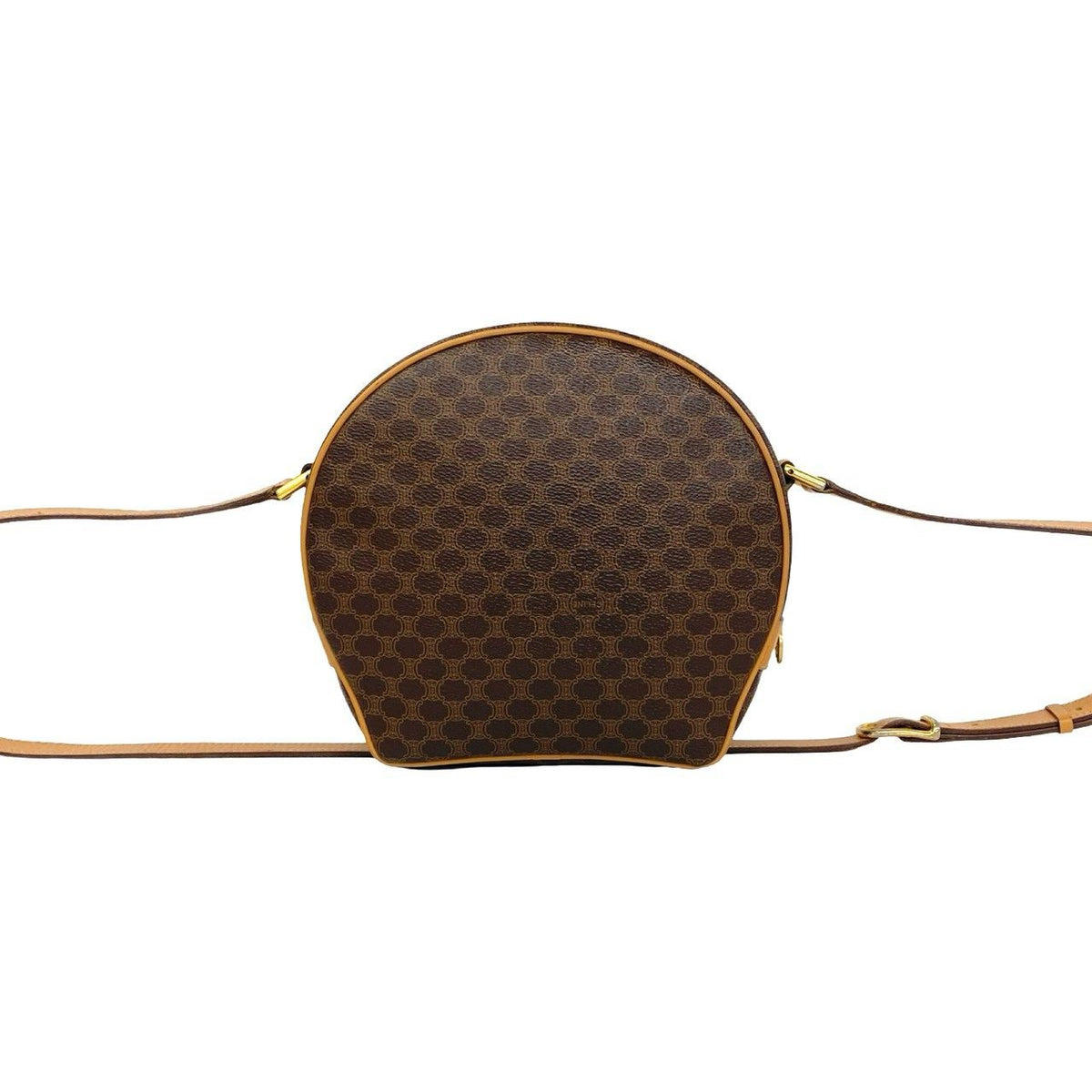 Celine Vintage Macadam Blason Pattern Triomphe Logo Ring Leather Shoulder Bag — view 3