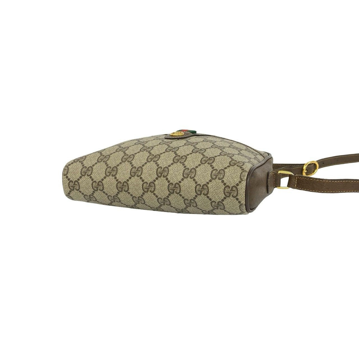 Gucci Vintage Sherry Line GG Pattern Logo Leather Shoulder Bag Pochette Brown — view 8