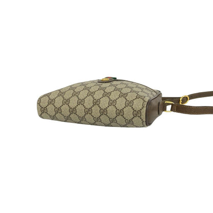 Gucci Vintage Sherry Line GG Pattern Logo Leather Shoulder Bag Pochette Brown — view 8