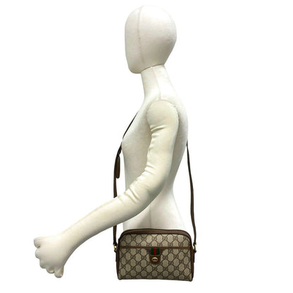 Gucci Vintage Sherry Line GG Pattern Logo Leather Shoulder Bag Pochette Brown — view 2