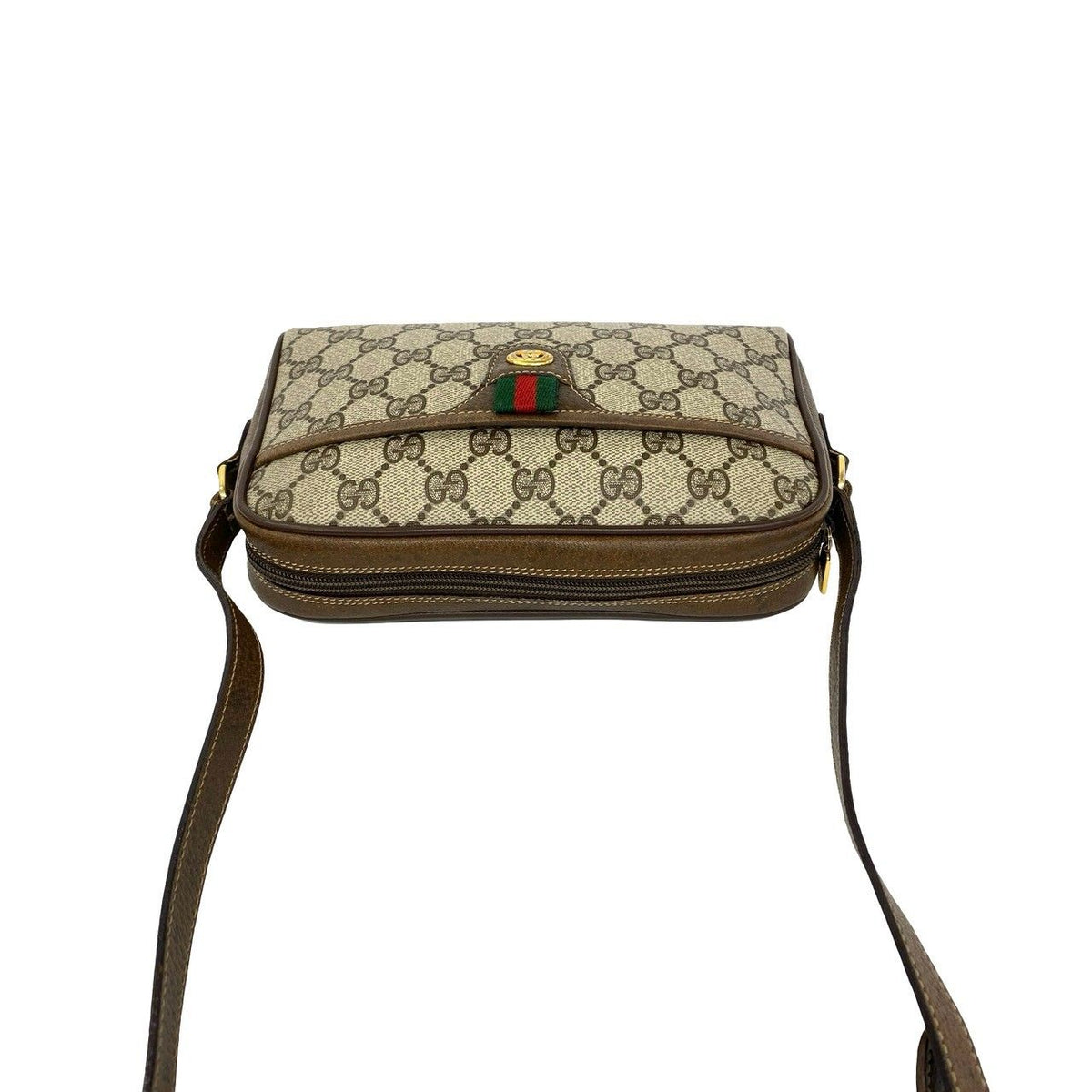 Gucci Vintage Sherry Line GG Pattern Logo Leather Shoulder Bag Pochette Brown — view 4