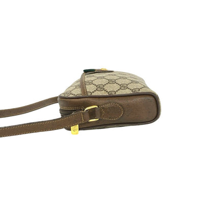 Gucci Vintage Sherry Line GG Pattern Logo Leather Shoulder Bag Pochette Brown — view 5