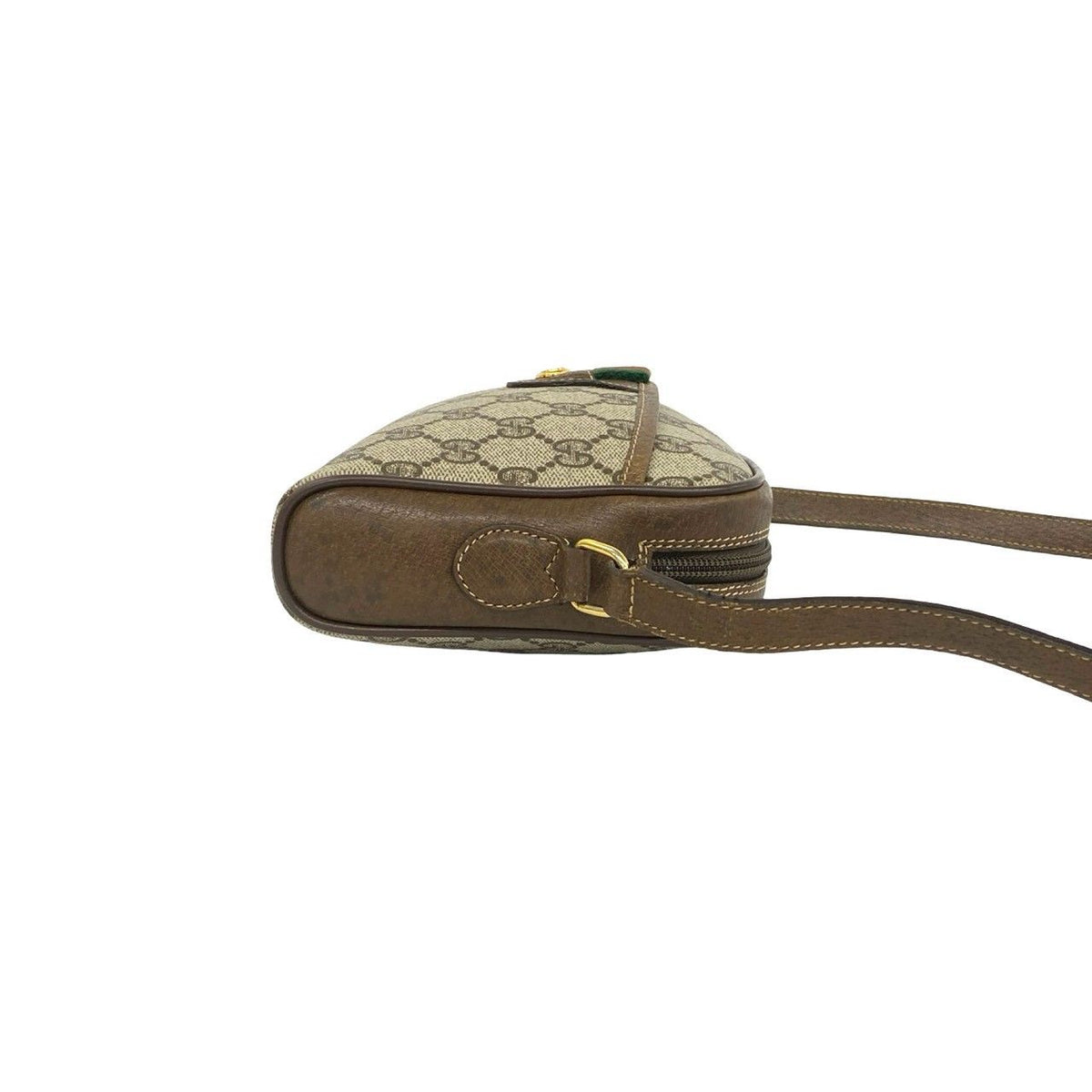 Gucci Vintage Sherry Line GG Pattern Logo Leather Shoulder Bag Pochette Brown — view 6