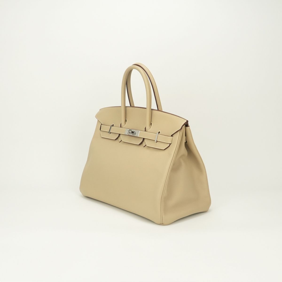 Hermes Birkin 35 Tote Swift Parchemin White Beige Silver Handbag Veau — view 2