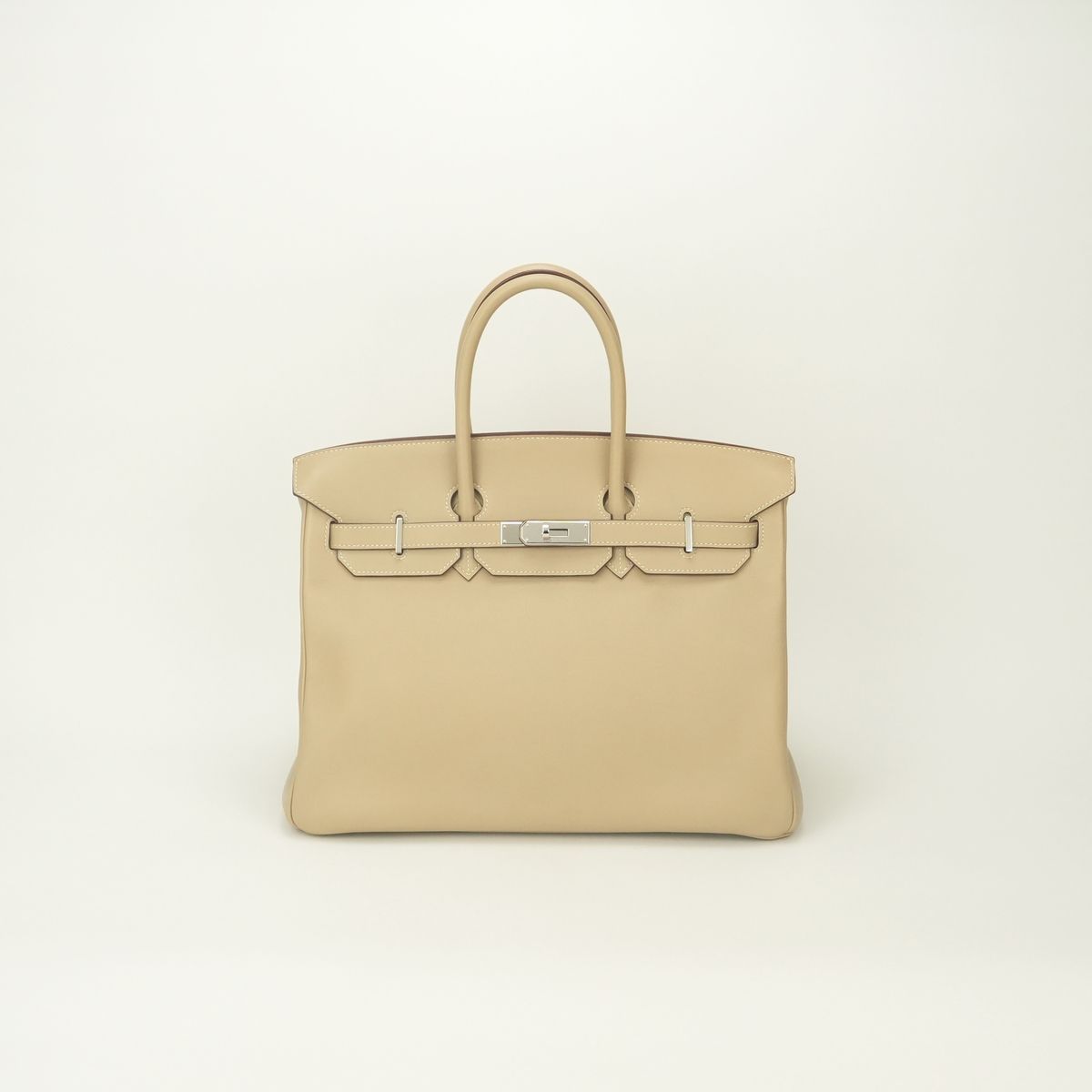 Hermes Birkin 35 Tote Swift Parchemin White Beige Silver Handbag Veau