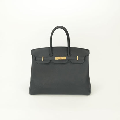 Hermes Birkin 35 Tote Bag Togo Noir Black Gold