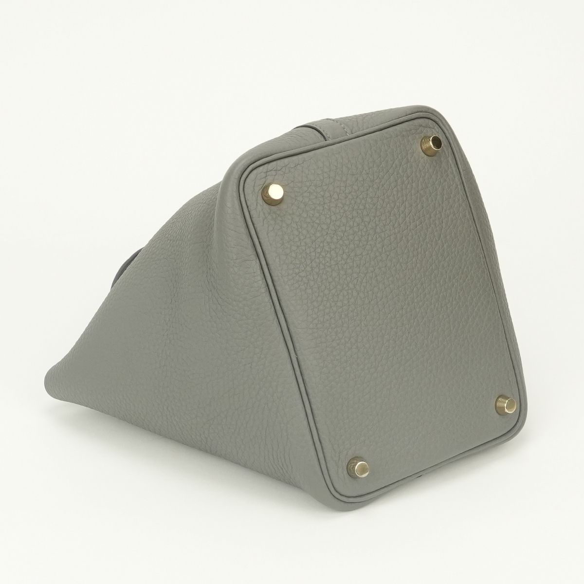 Hermes Picotin Lock PM 18 Tote Bag Taurillon Clemence Gris Meyer Gray Gold — view 6