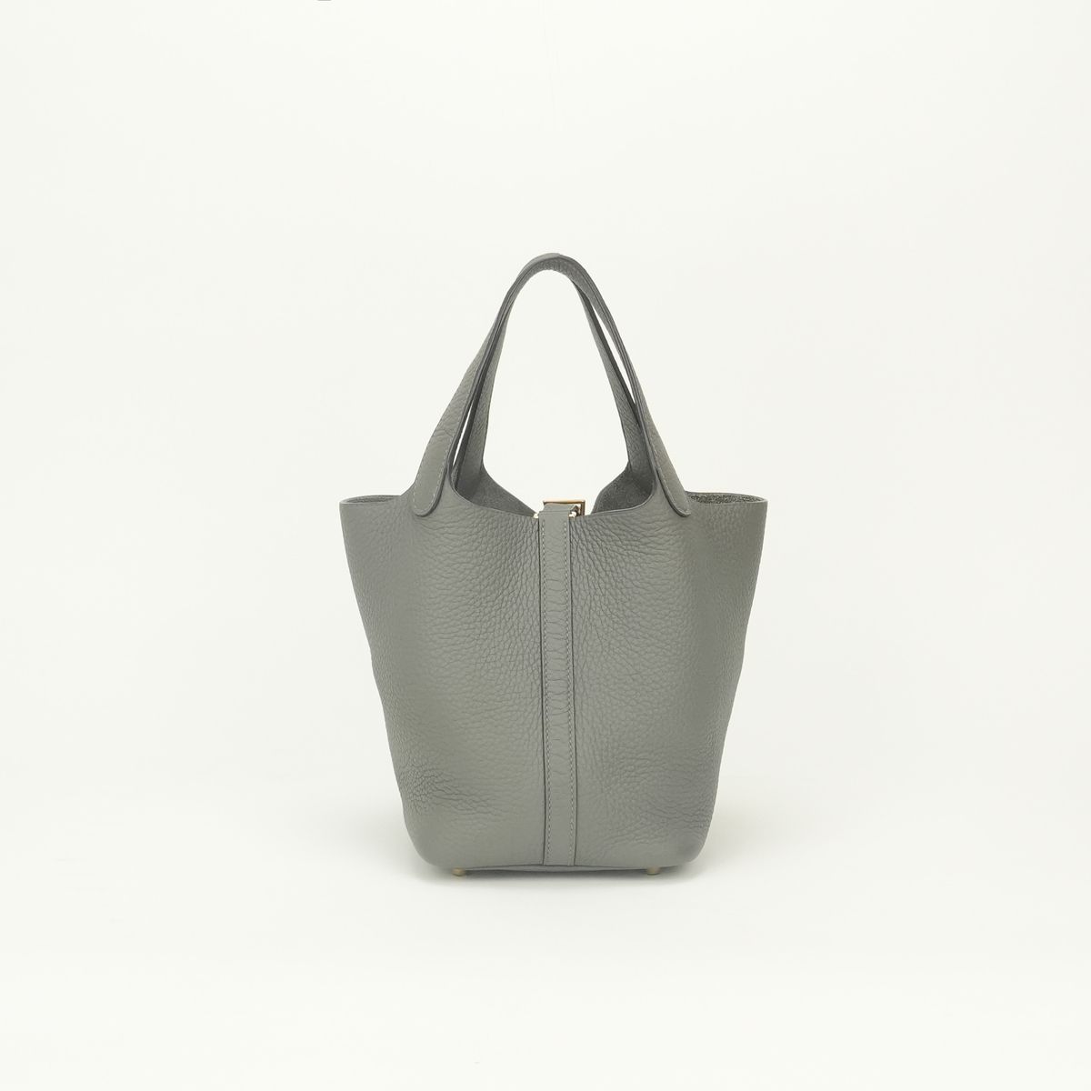 Hermes Picotin Lock PM 18 Tote Bag Taurillon Clemence Gris Meyer Gray Gold — view 3