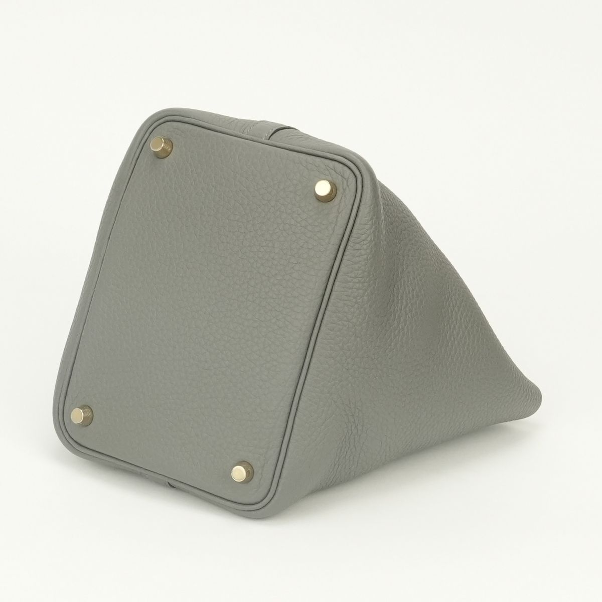 Hermes Picotin Lock PM 18 Tote Bag Taurillon Clemence Gris Meyer Gray Gold — view 5
