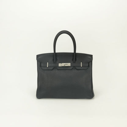 Hermes Birkin 30 Tote Bag Taurillon Clemence Noir Black Silver