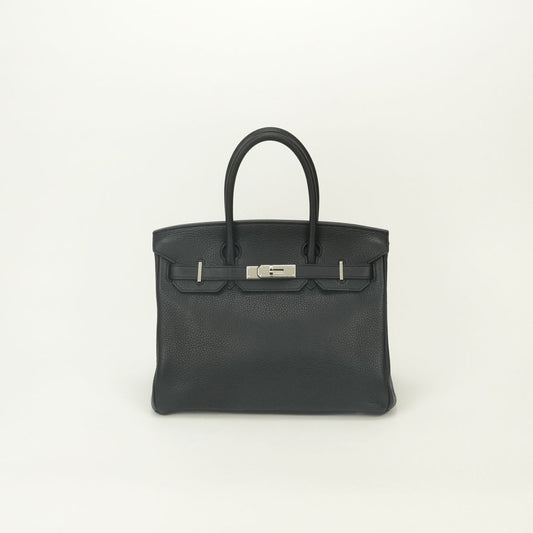 Hermes Birkin 30 Tote Bag Taurillon Clemence Noir Black Silver