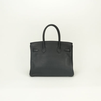 Hermes Birkin 30 Tote Bag Taurillon Clemence Noir Black Silver — view 3