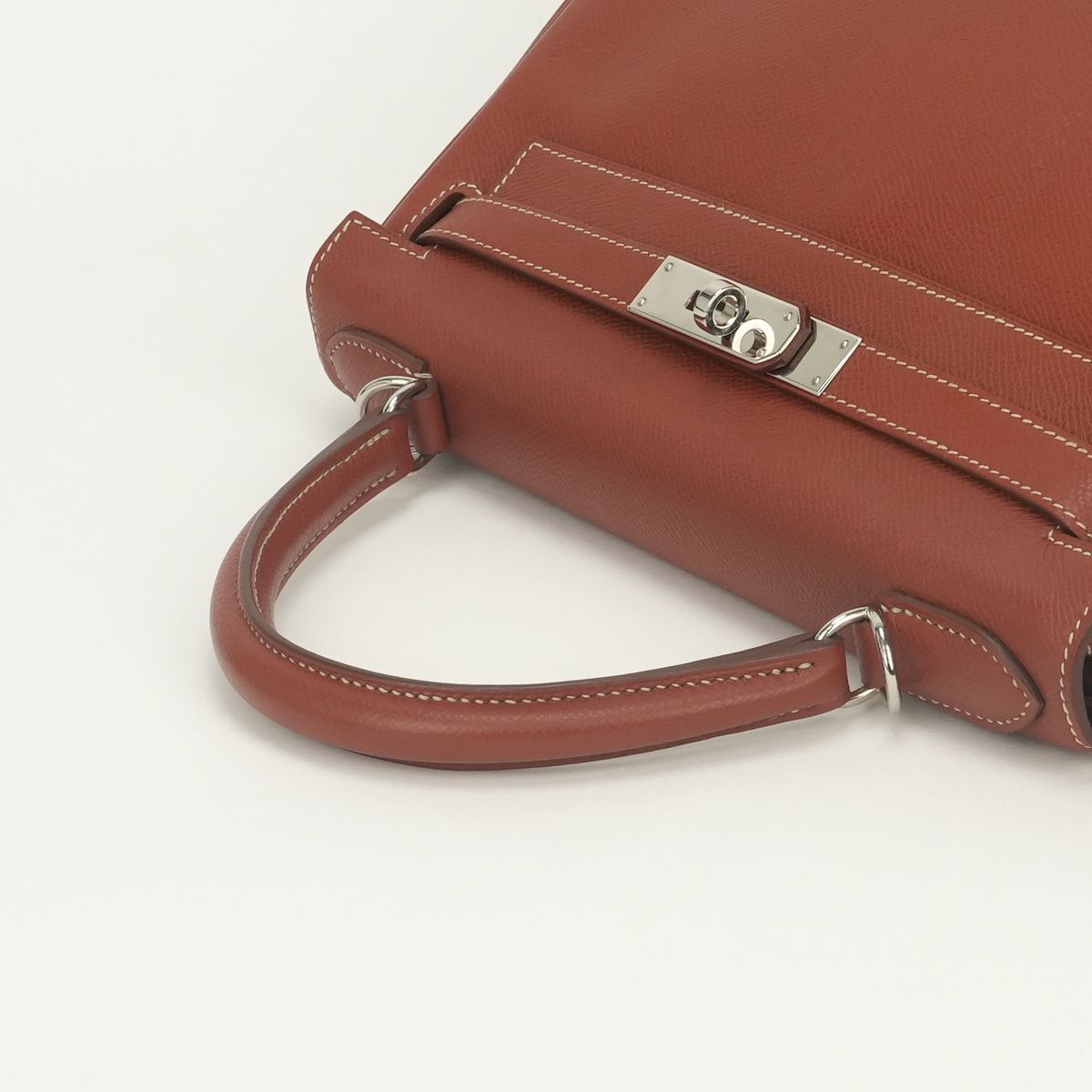 Hermes Kelly 28 Verso Tote Epsom Brick Brique Feu Red Orange Silver Handbag — view 4