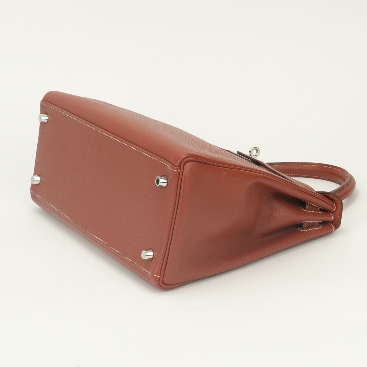 Hermes Kelly 28 Verso Tote Epsom Brick Brique Feu Red Orange Silver Handbag — view 5