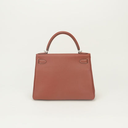 Hermes Kelly 28 Verso Tote Epsom Brick Brique Feu Red Orange Silver Handbag — view 3