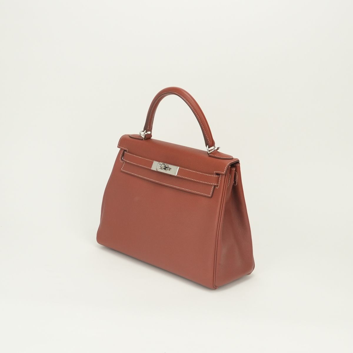 Hermes Kelly 28 Verso Tote Epsom Brick Brique Feu Red Orange Silver Handbag — view 2