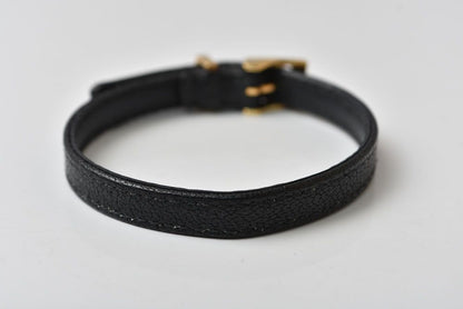 Gucci Bracelet Bangle Double G Leather Black Gold — view 3
