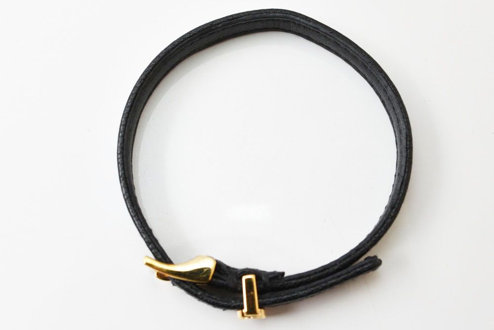 Gucci Bracelet Bangle Double G Leather Black Gold — view 2