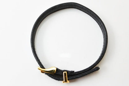 Gucci Bracelet Bangle Double G Leather Black Gold — view 2