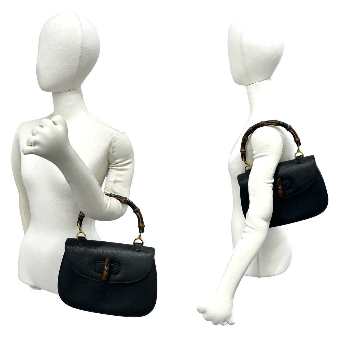 Gucci Vintage Bamboo Leather Turnlock Handbag Mini Tote Black — view 2