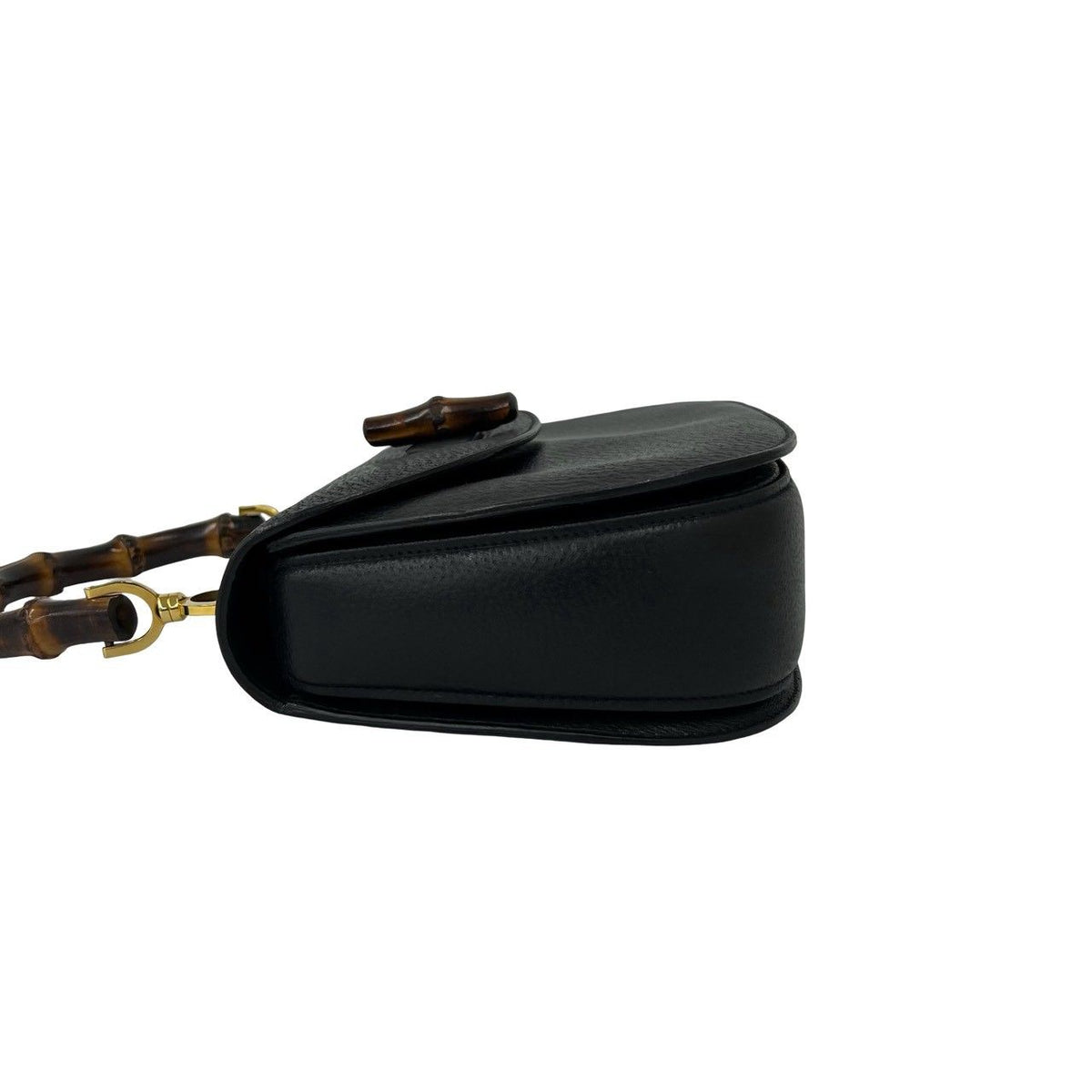 Gucci Vintage Bamboo Leather Turnlock Handbag Mini Tote Black — view 5