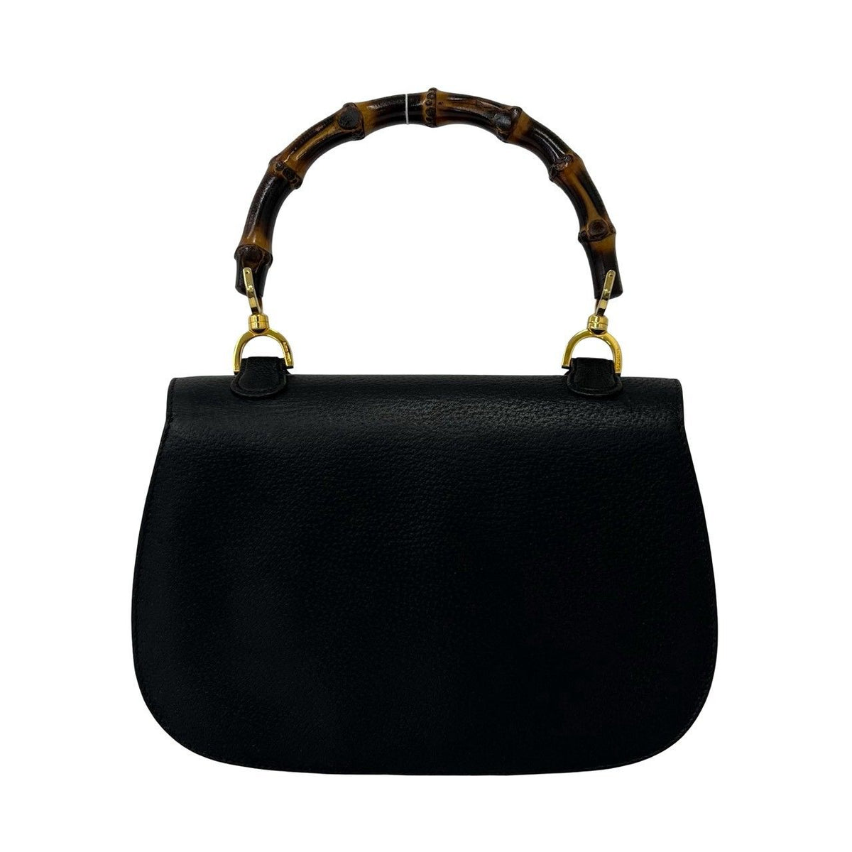 Gucci Vintage Bamboo Leather Turnlock Handbag Mini Tote Black — view 3