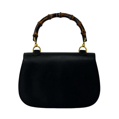 Gucci Vintage Bamboo Leather Turnlock Handbag Mini Tote Black — view 3