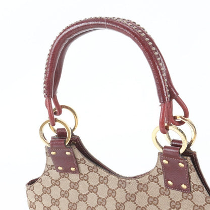 Gucci GG Canvas Leather Tote Bag Shoulder Hand Gold — view 2
