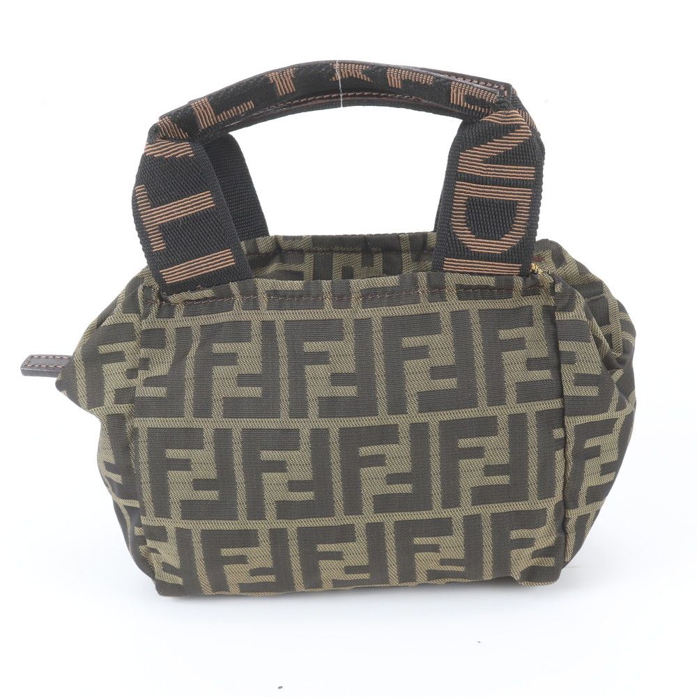 Fendi FF Zucca Leather Handbag Tote Brown