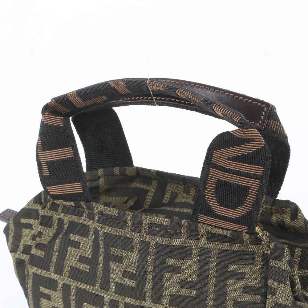 Fendi FF Zucca Leather Handbag Tote Brown — view 2