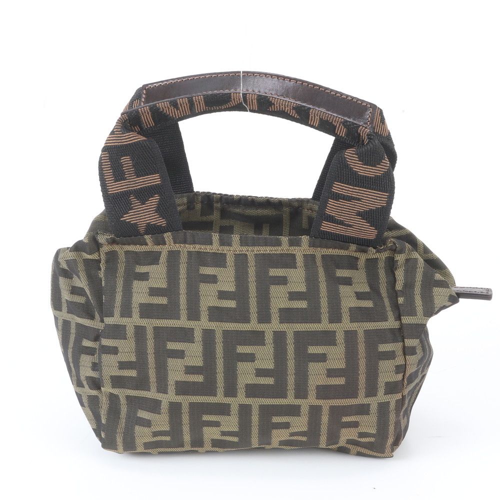 Fendi FF Zucca Leather Handbag Tote Brown — view 3