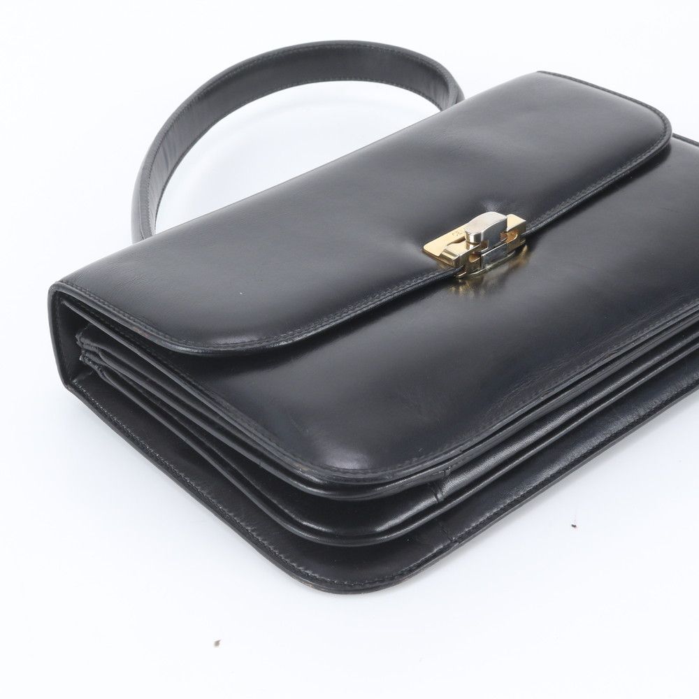 Celine Vintage Leather Handbag Tote One Handle Black — view 5